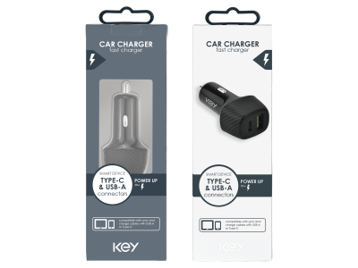 KEY 12V Billader USB-A og USB-C u/kabel